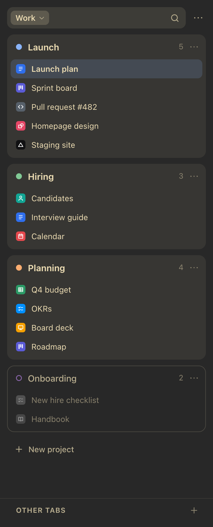 Index in the Gruvbox Dark theme